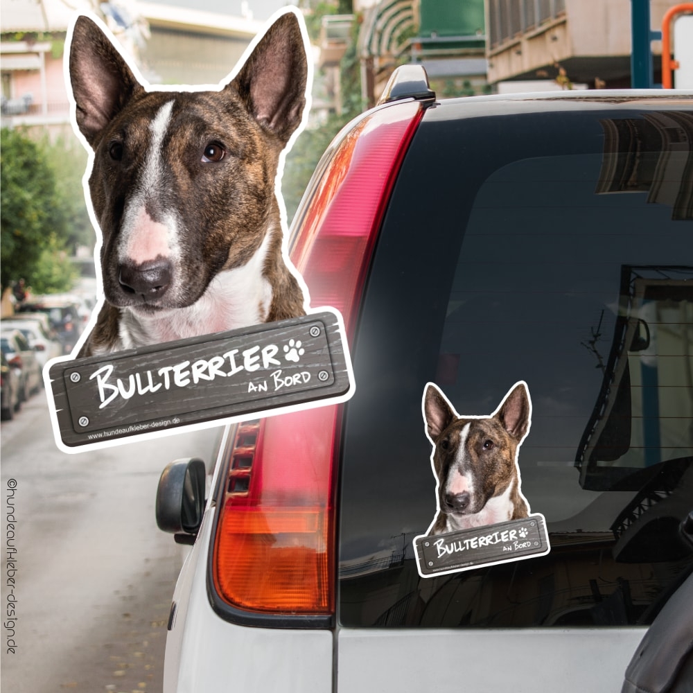 Bullterrier an Bord Autoaufkleber