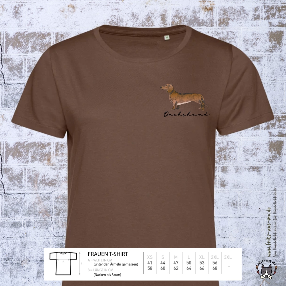 Dachshund Damen T-Shirt Farbe mocha