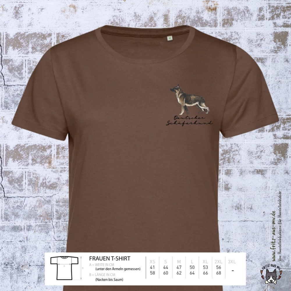 Deutscher Schäferhund Damen T-Shirt Farbe mocha
