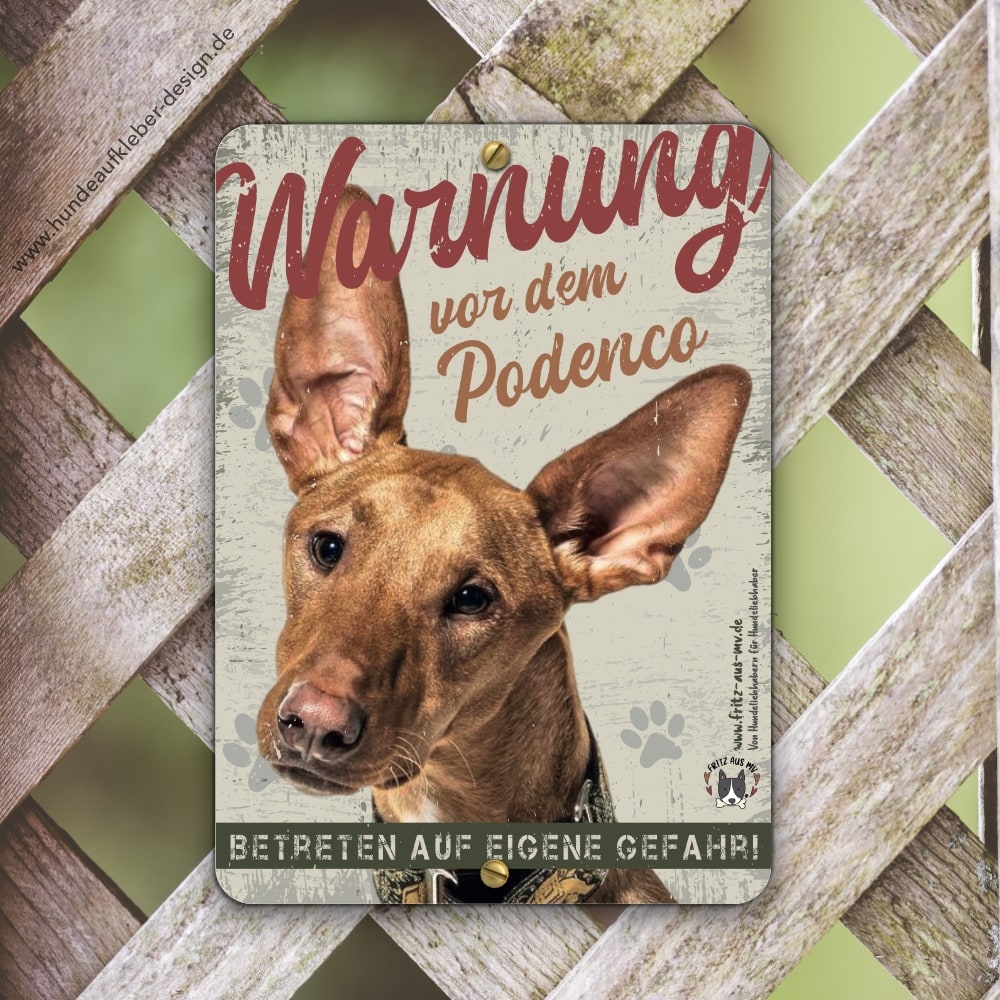 Podenco Warnschild DIN A5