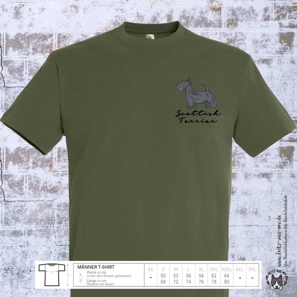 Scottish Terrier Herren T-Shirt Farbe army