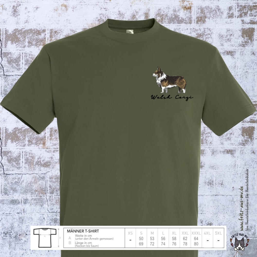 Welsh Corgi Herren T-Shirt Farbe army