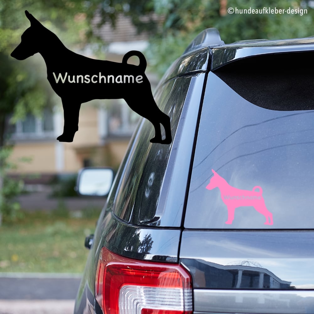 Zwergpinscher Umriss Autoaufkleber mit Hundename