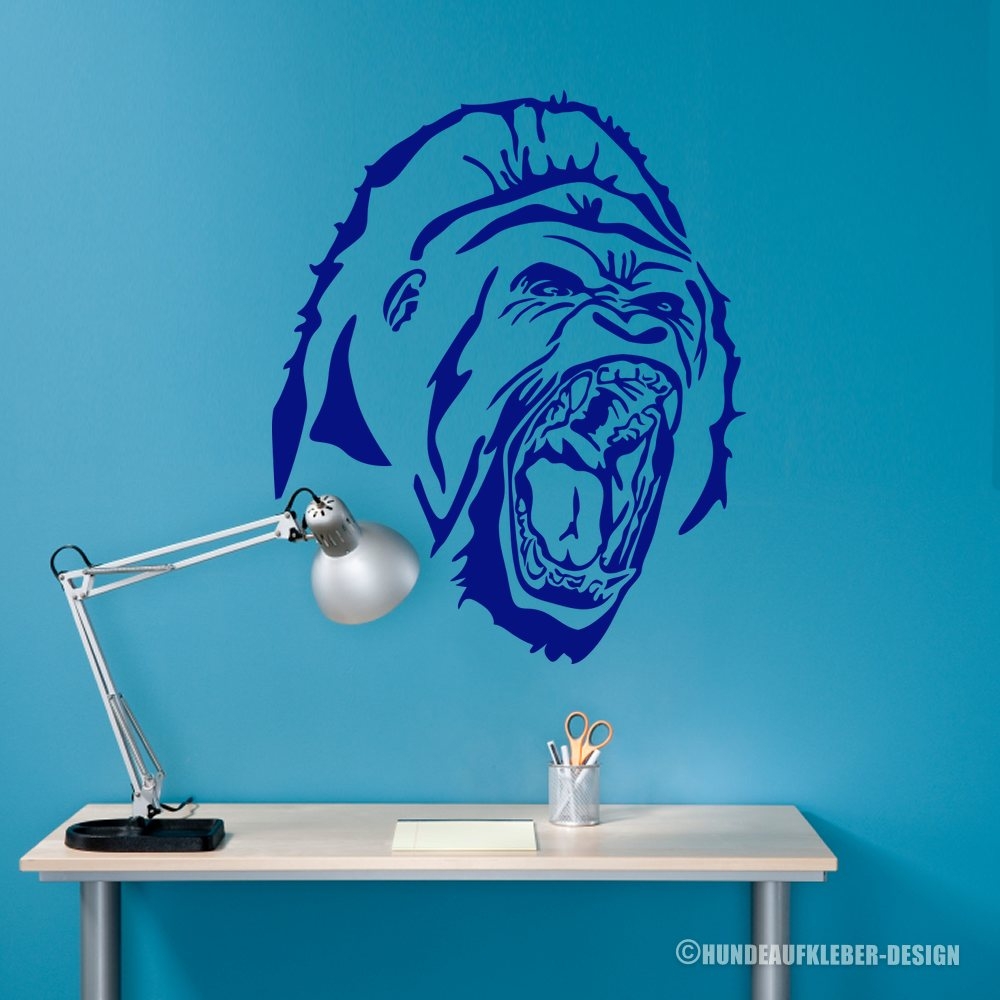 Gorilla Wandtattoo blau