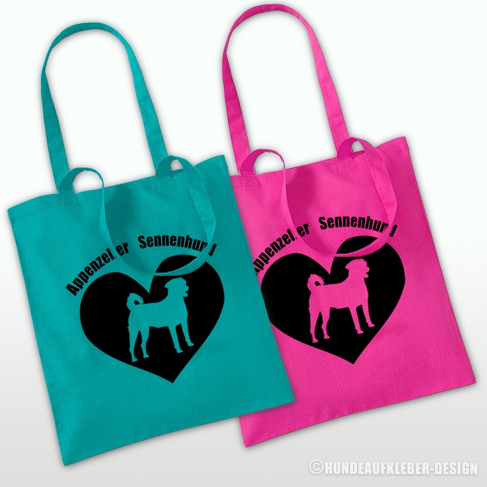 Appenzeller Sennenhund Einkaufstasche türkis und pink