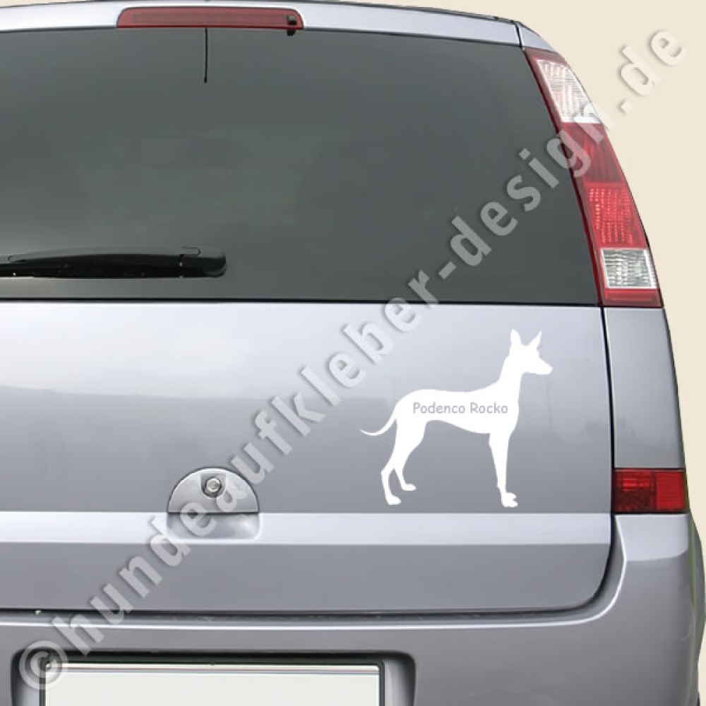 Podenco Autoaufkleber mit Wunschtext