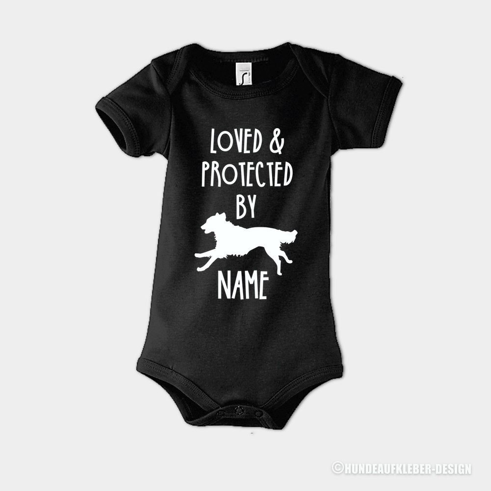 Baby Body Strampler schwarz Flat Coated Retriever