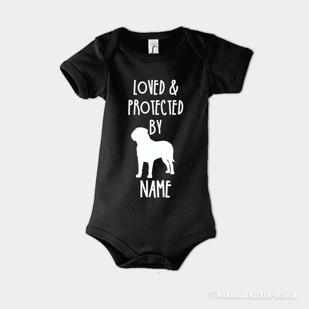 baby Body Hund & Wunschtext Bordeaux Dogge