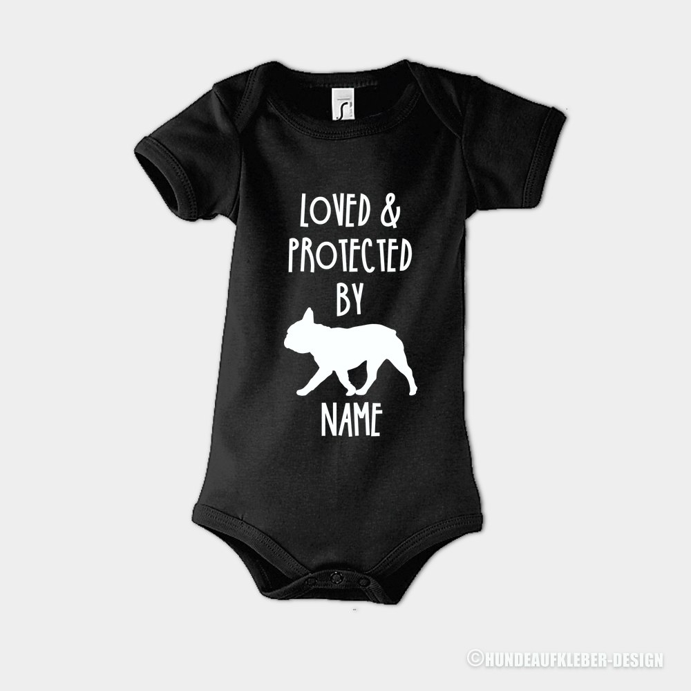Baby Body Strampler Hund Bulldogge schwarz