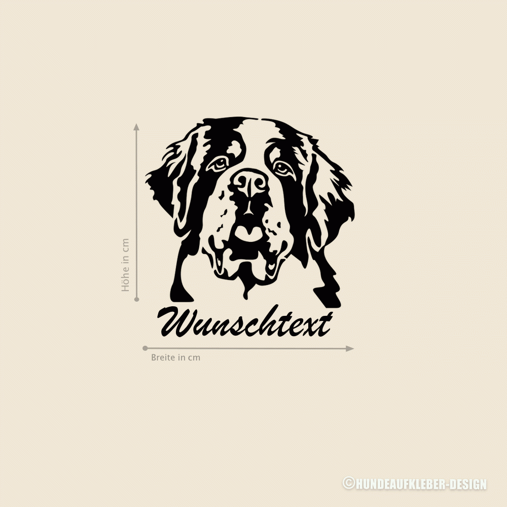 Bernhardiner Hundeaufkleber mit Wunschtext