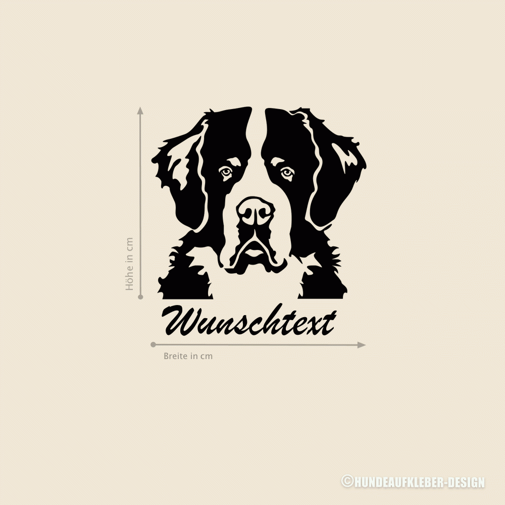 Bernhardiner Hundeaufkleber mit Wunschtext