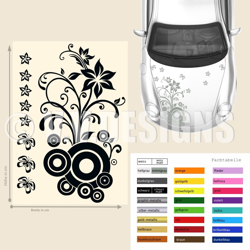 Blumen Schmetterlinge Autoaufkleber Set