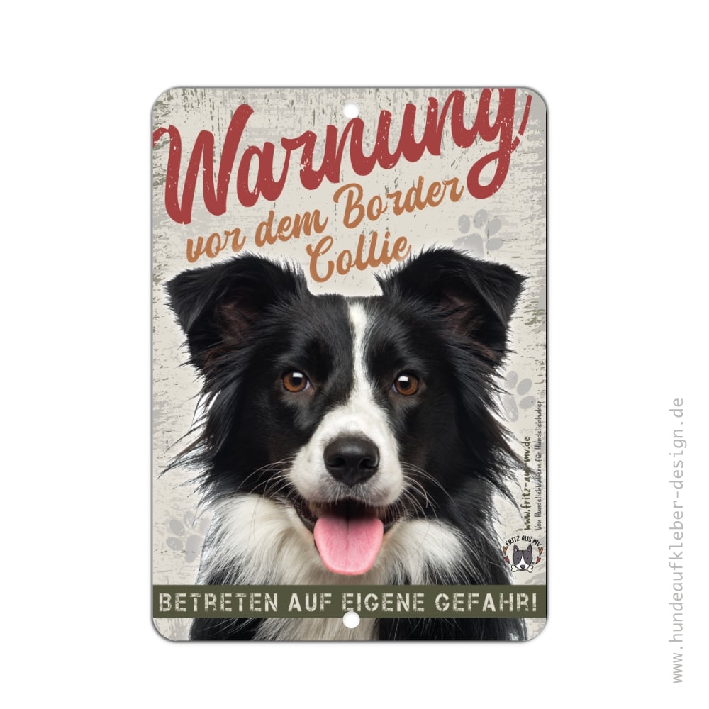 Border Collie Schild A5 wetterfest