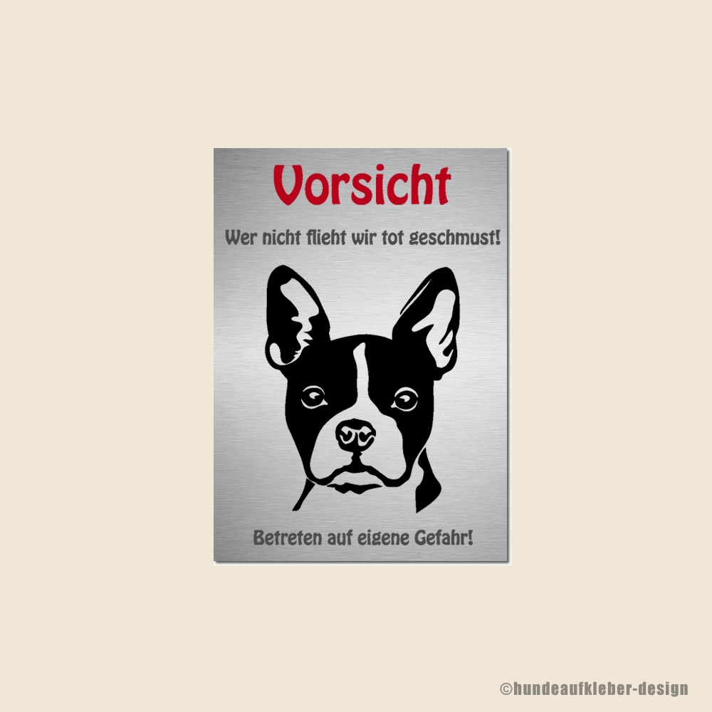 Hunde Warnschild Boston Terrier