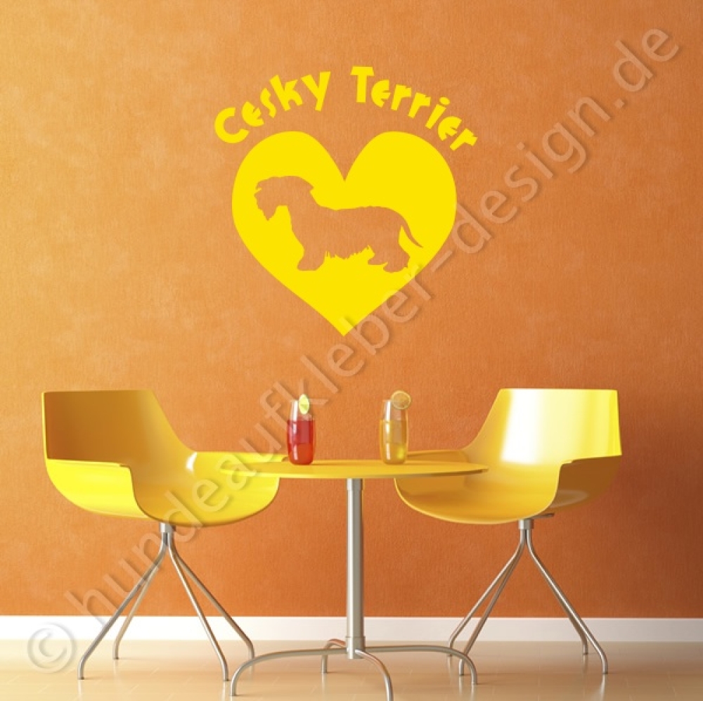 Hunde Wandtattoos Cesky Terrier Herz