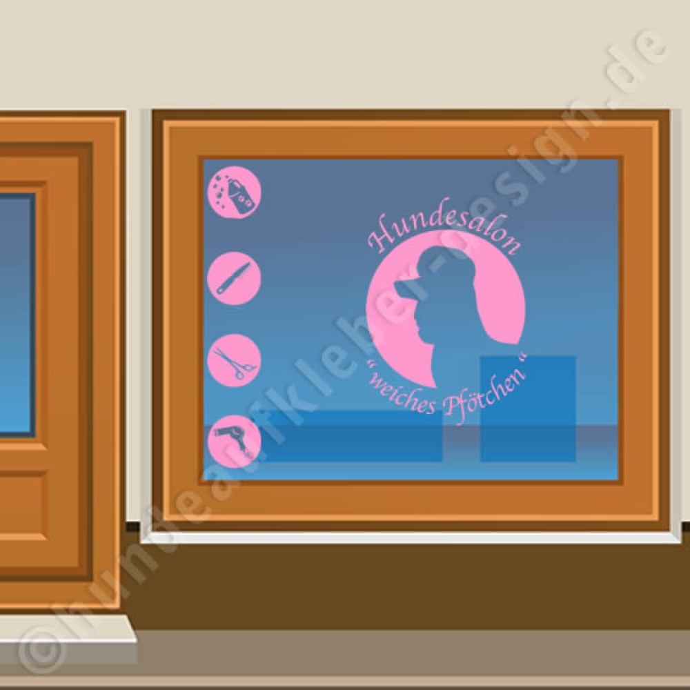 Schaufenster Gestaltung Hundesalon Aufkleber 