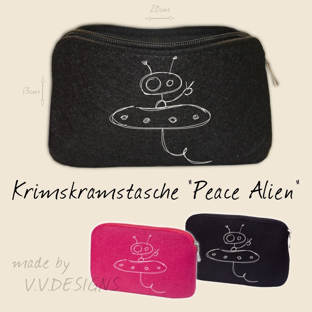 Peace Alien Tasche bestickt