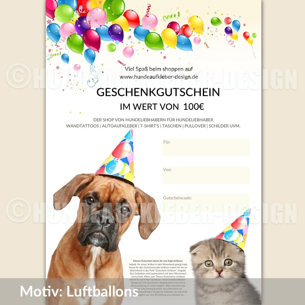 Hundeshop Gutschein Geburtstag 100Euro