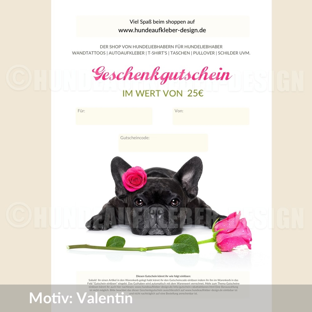 Hundeshop Gutschein Valentin 25Euro