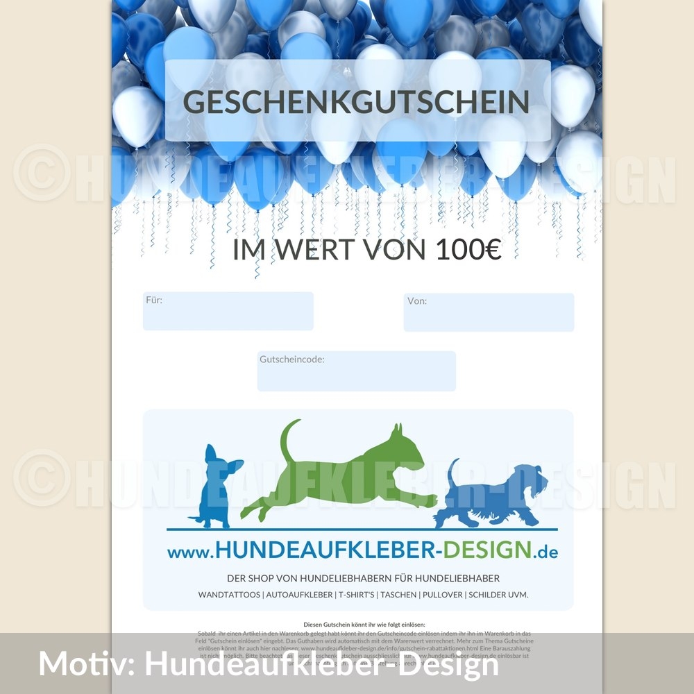 Hundeshop Gutschein Geschenk 100Euro