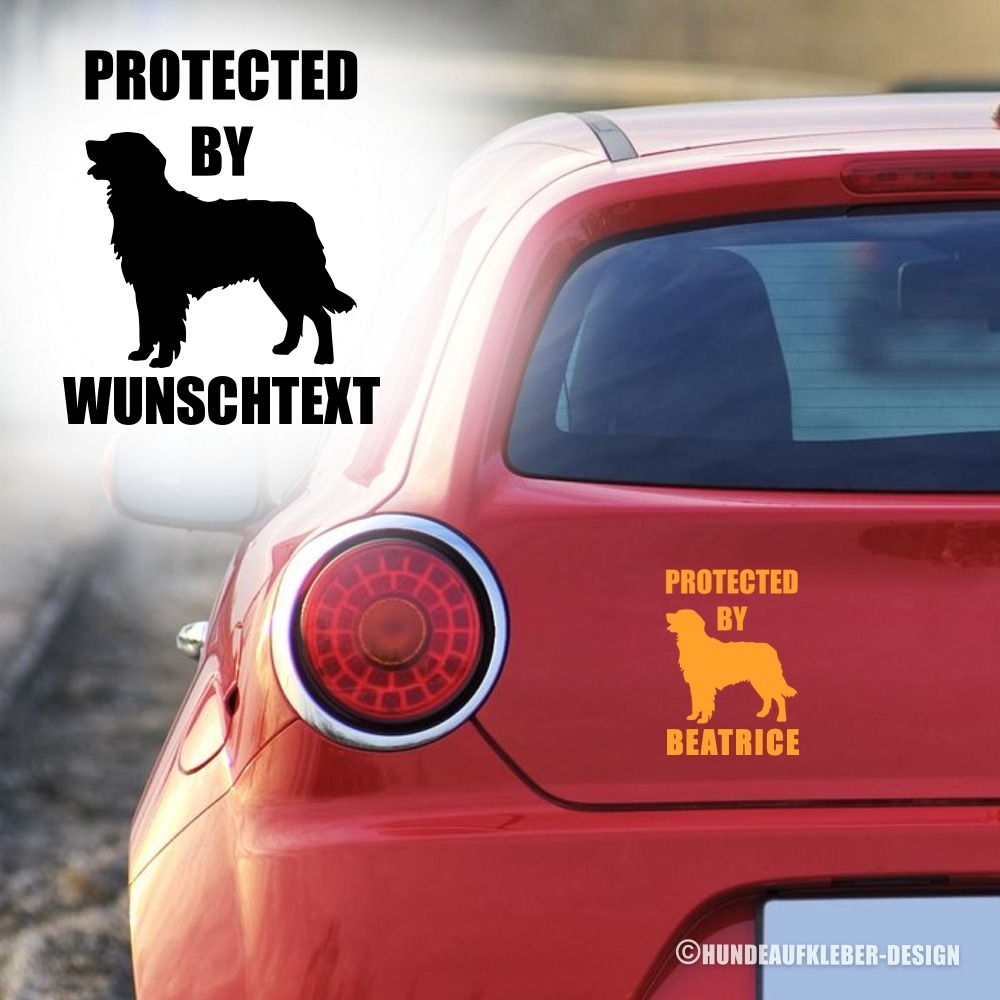 Protected by Berner Sennenhund Autoaufkleber mit Hundename