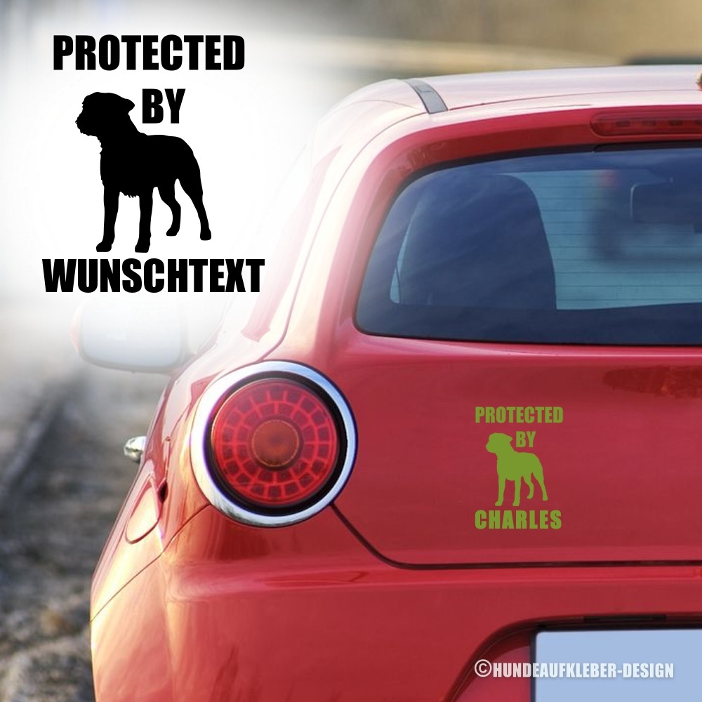 Protected by Border Terrier Autoaufkleber mit Hundename
