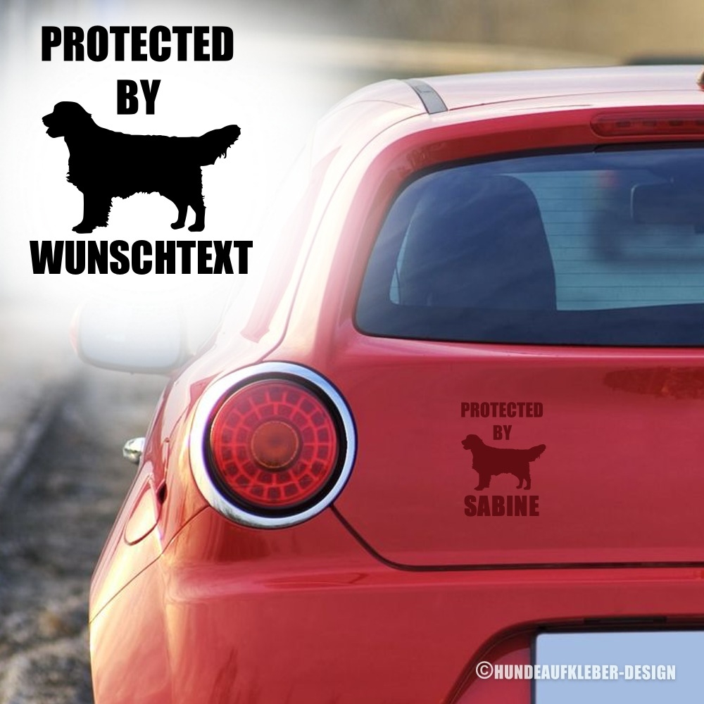 Protected by Golden Retriever Autoaufkleber mit Hundename