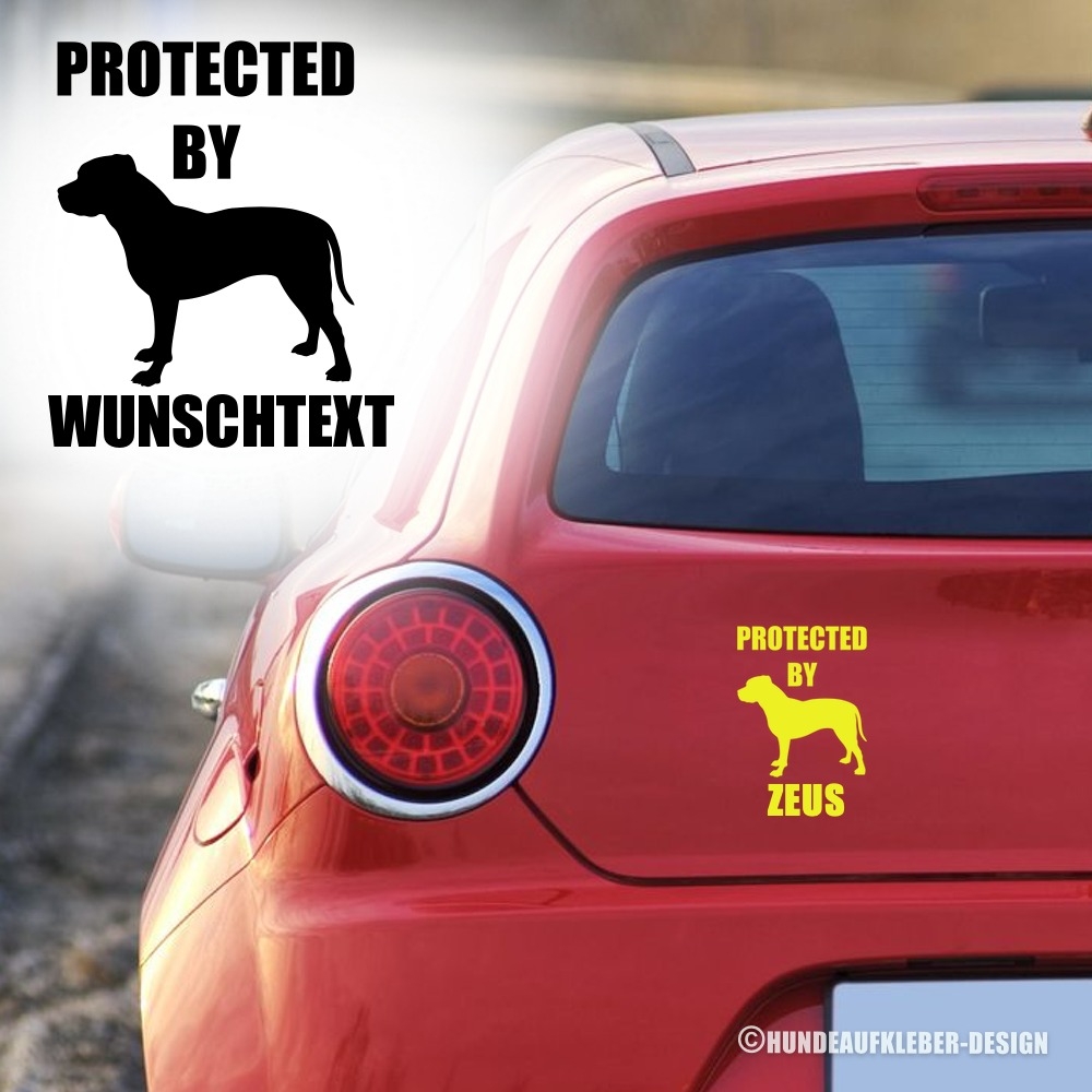 Protected by Pit Bull Terrier Autoaufkleber mit Hundename