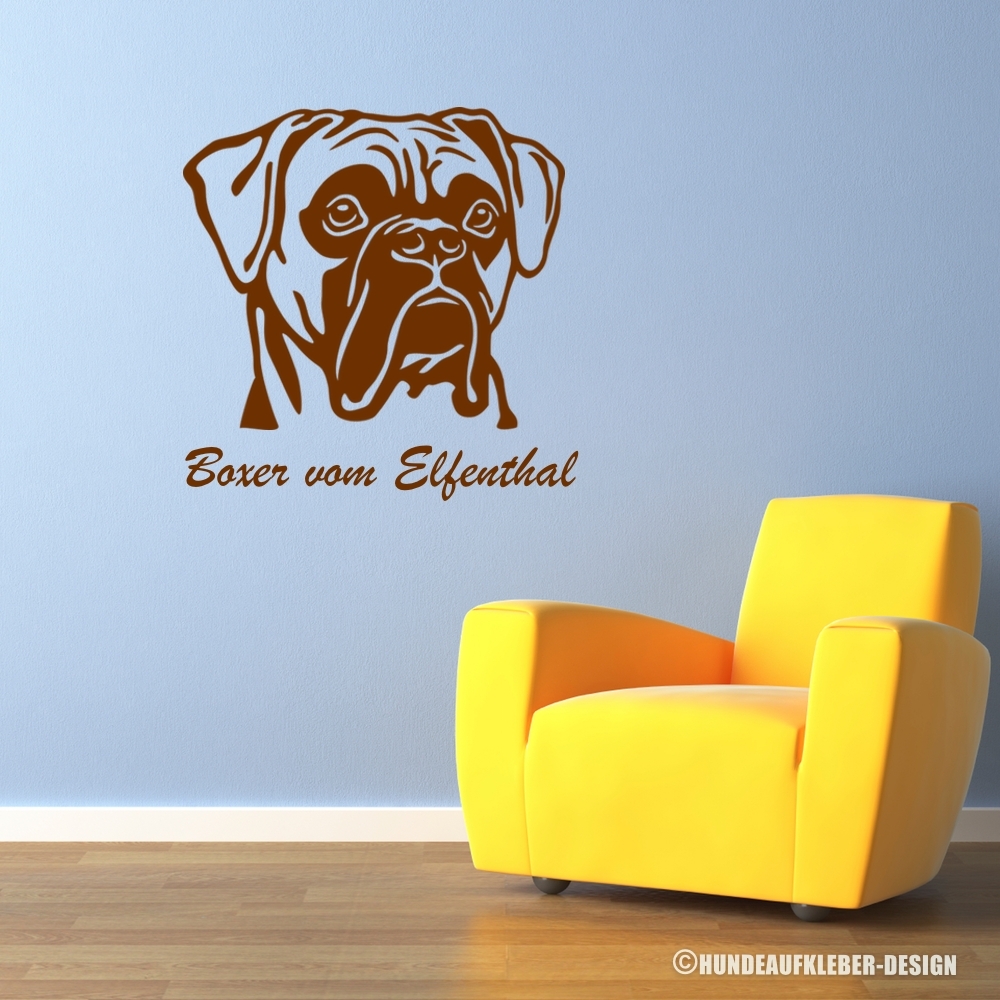 Boxer Hunde Wandtattoo mit Hundename