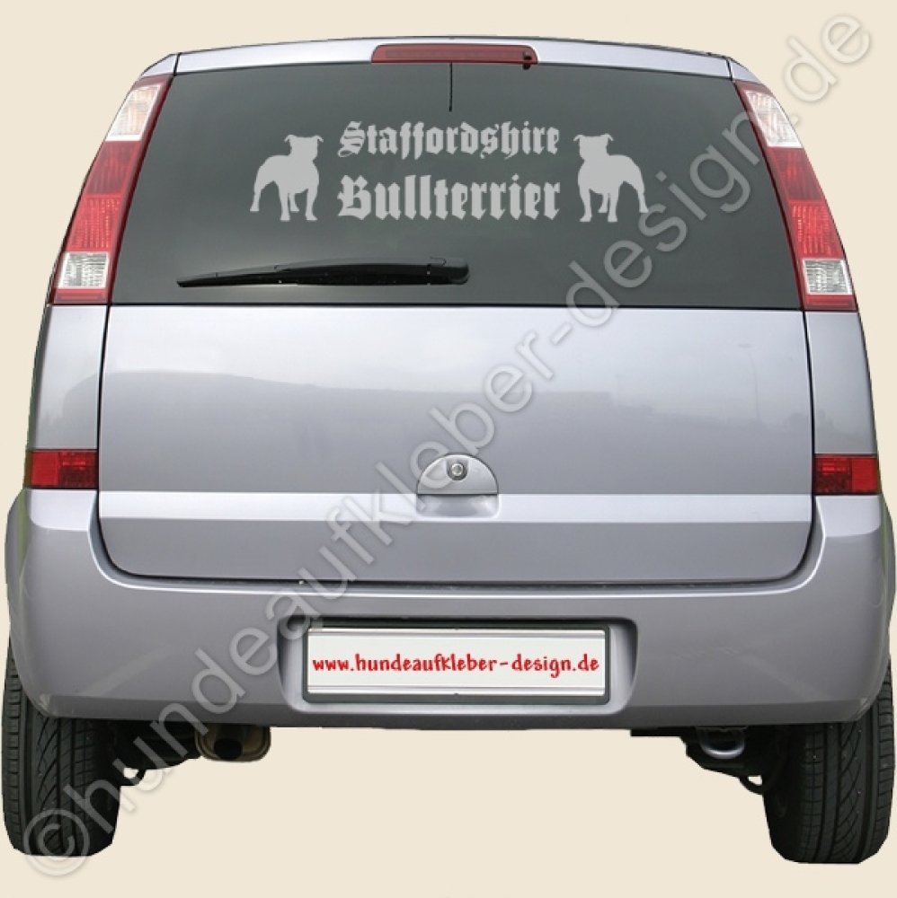 Hundearssen Aufkleber fuers Auto Staffordshire Bullterrier