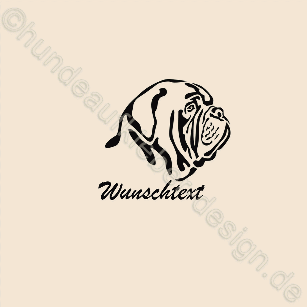 Hundekopf Bordeaux Dogge Aufkleber mit Hundename