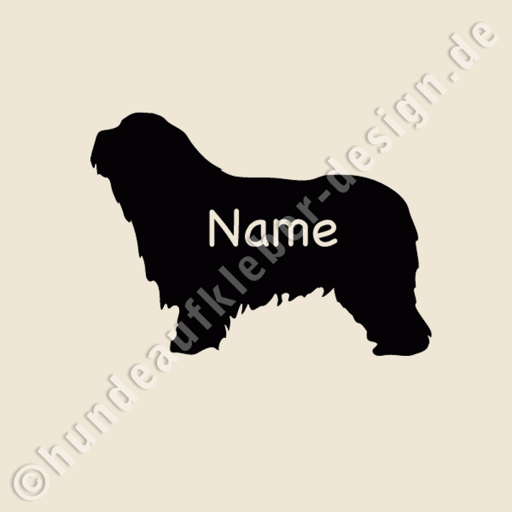 Bearded Collie Aufkleber mit wunschnamen