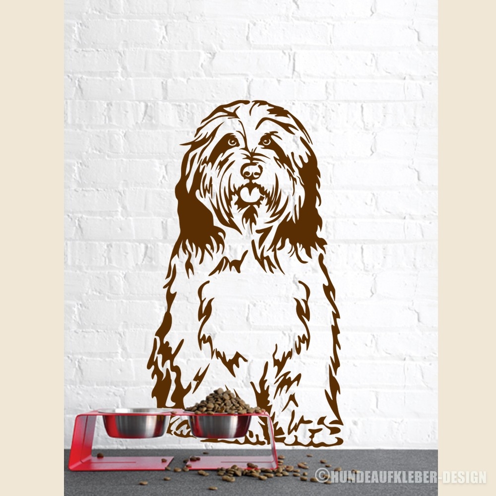 Hunde Wandtattoo Bearded Collie