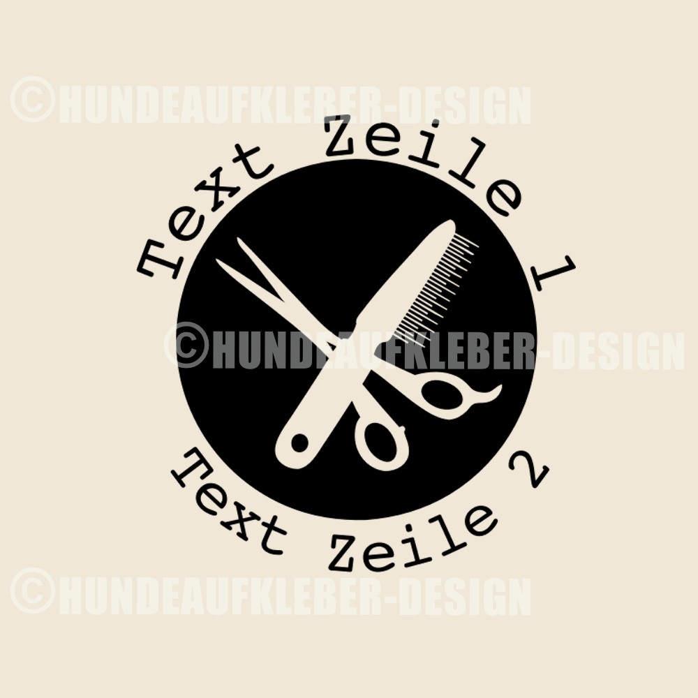 Hundefriseur Logo "Kamm & Schere" Aufkleber