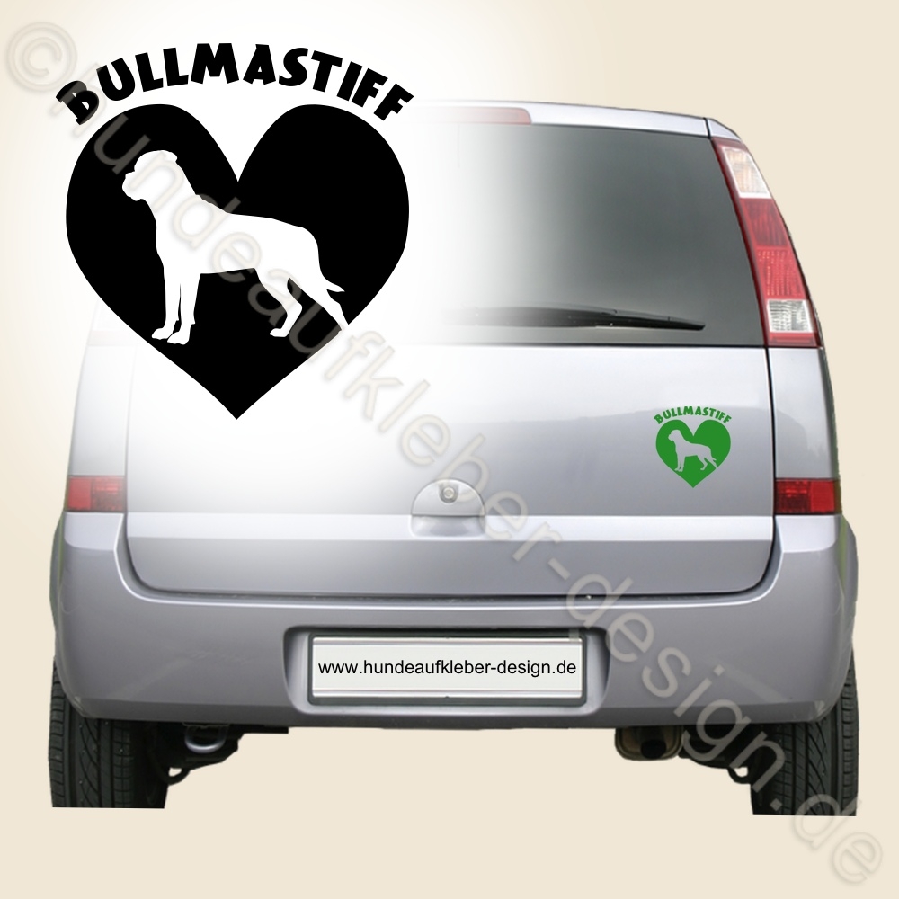 Hundeaufkleber Bullmastiff Herz