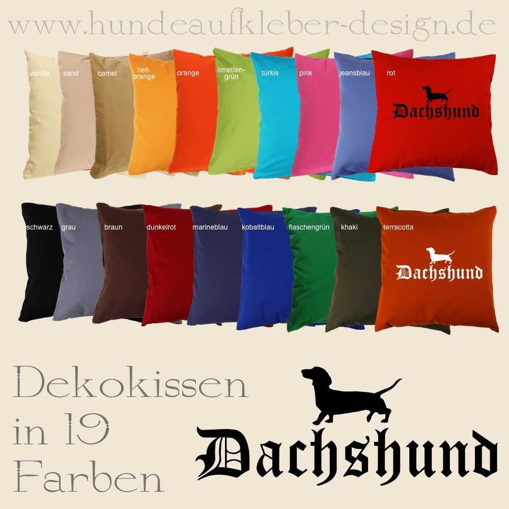 Dackel Kissen Dachshund Schriftzug