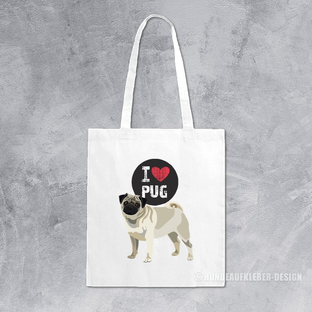 I love Pug Tragetasche