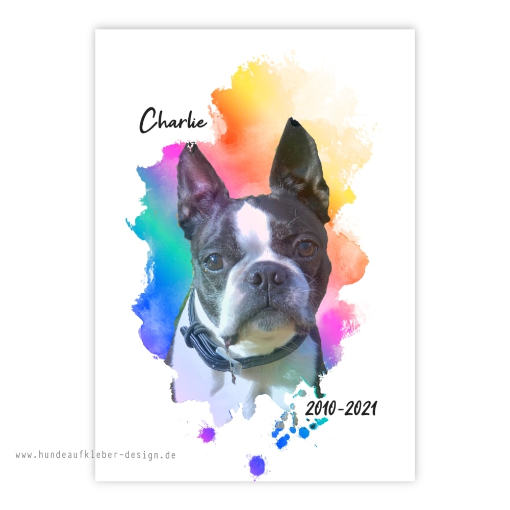 Hundeportrait mit deinem Foto - Poster mit Wunschtext