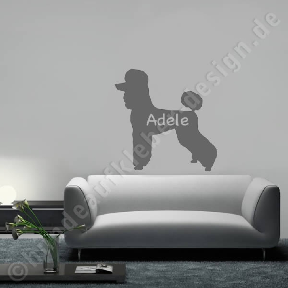 Pudel  Hunde Wandtattoo mit wunschname