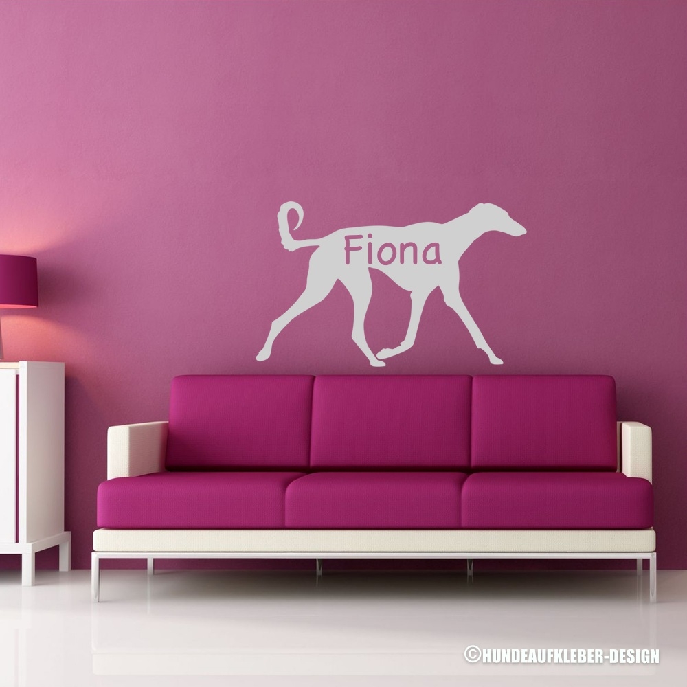 Saluki Wandtattoo mit Wunschtext
