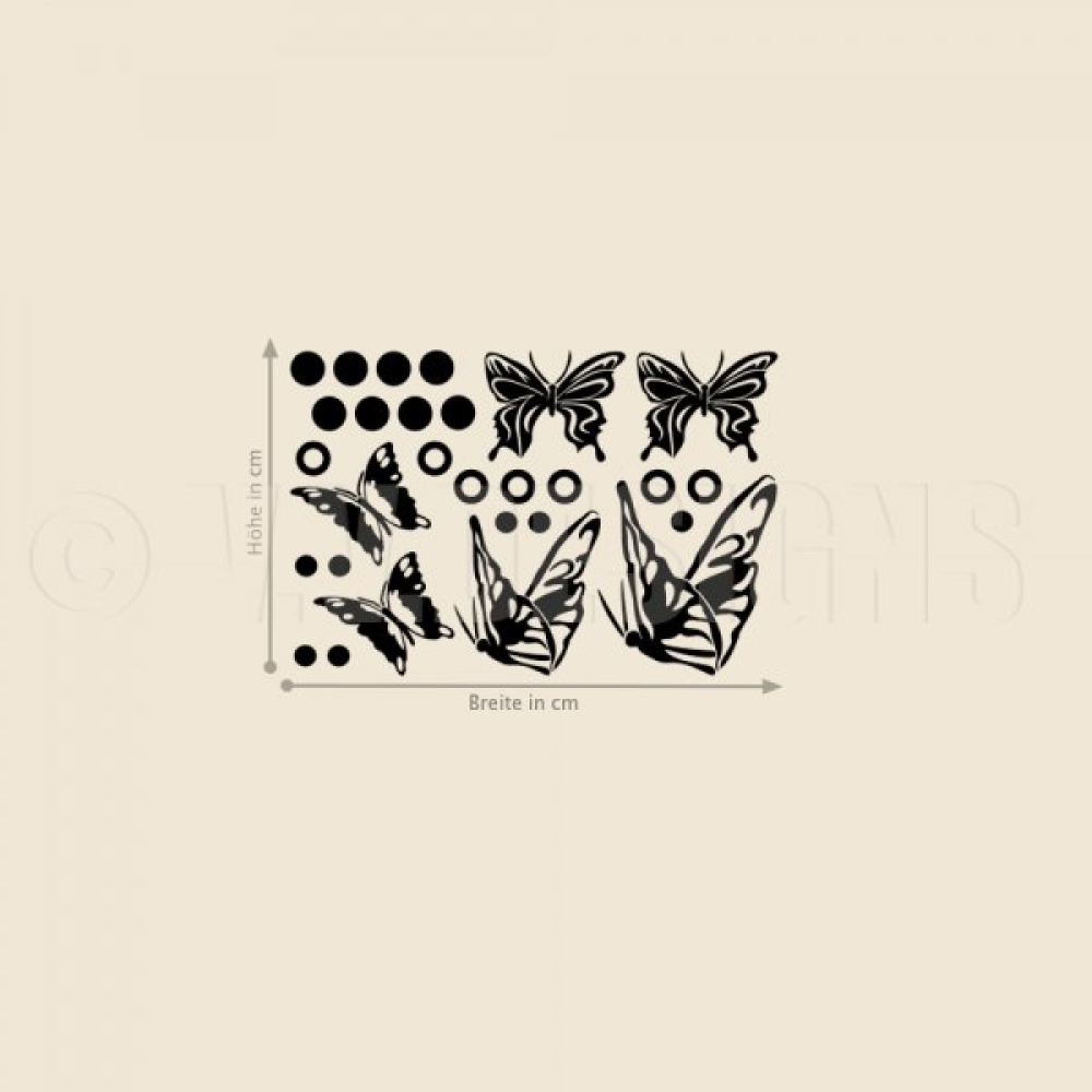 28er Set Schmetterlinge und Kreise Wandtattoo