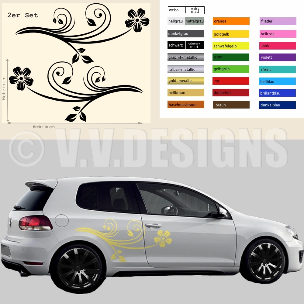 Blumen Autoaufkleber 2er Set