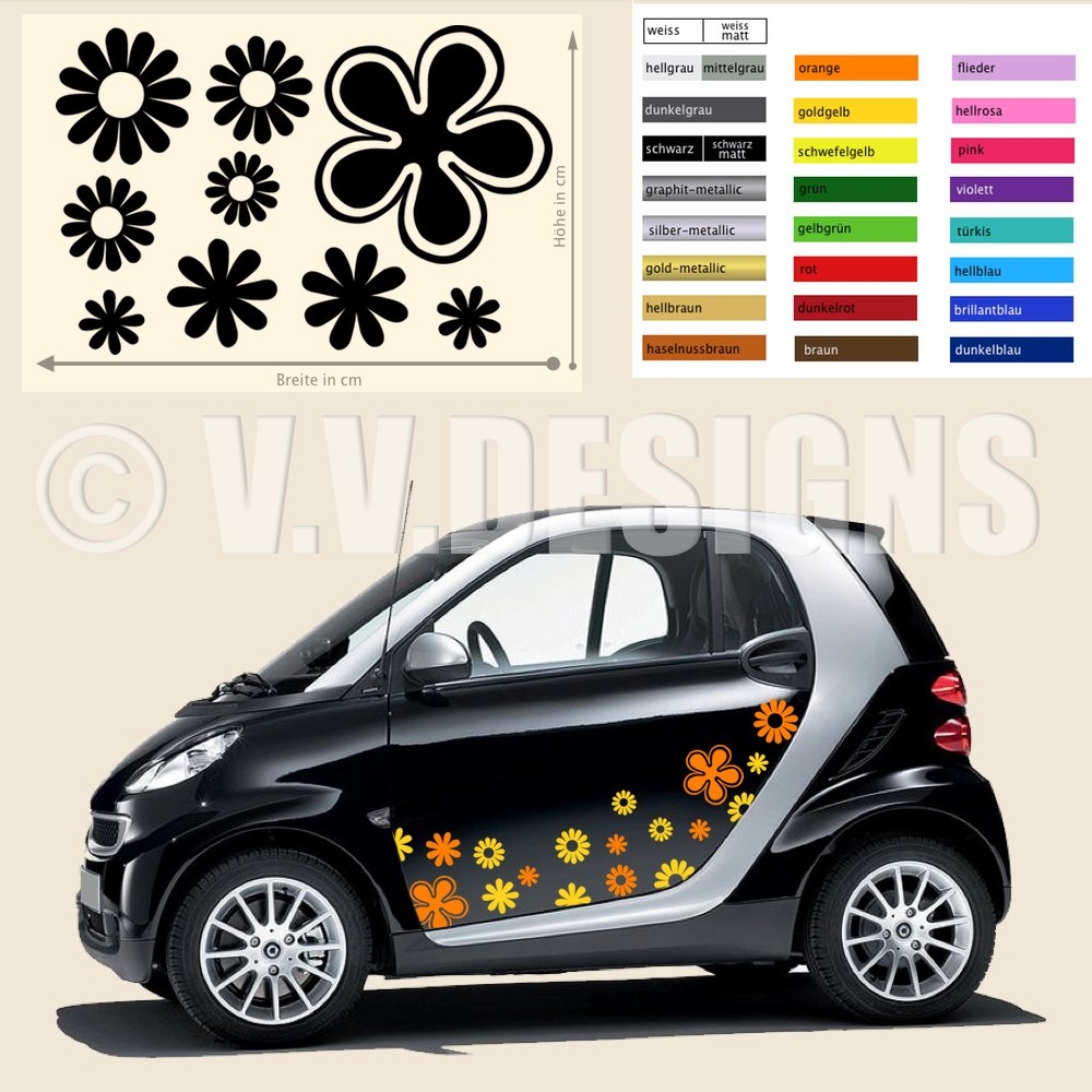 Blumen Set Aufkleber fürs Auto