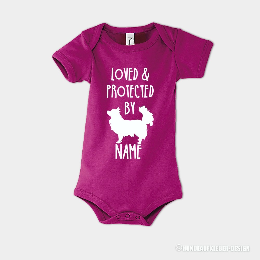 Baby Strampler Chihuahua & Wunschtext pink