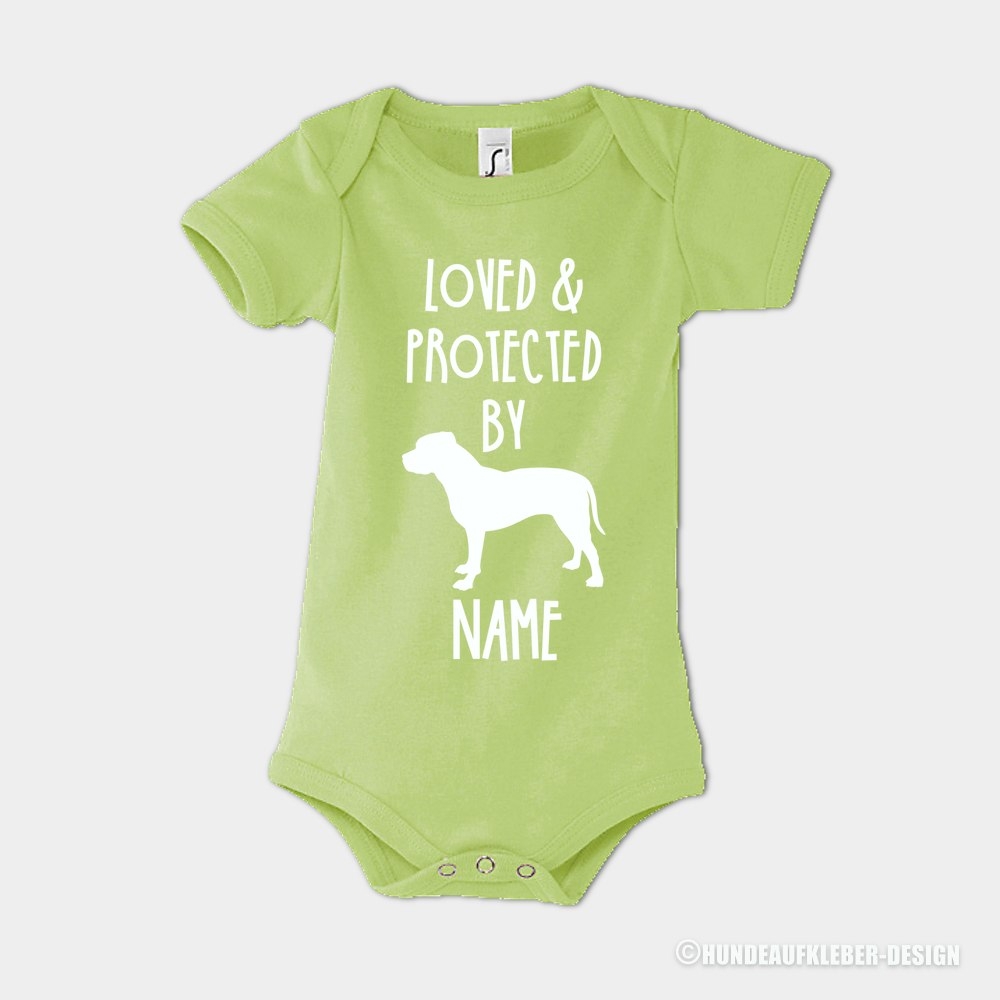 American Pit Bull Baby Body Hund & Name green