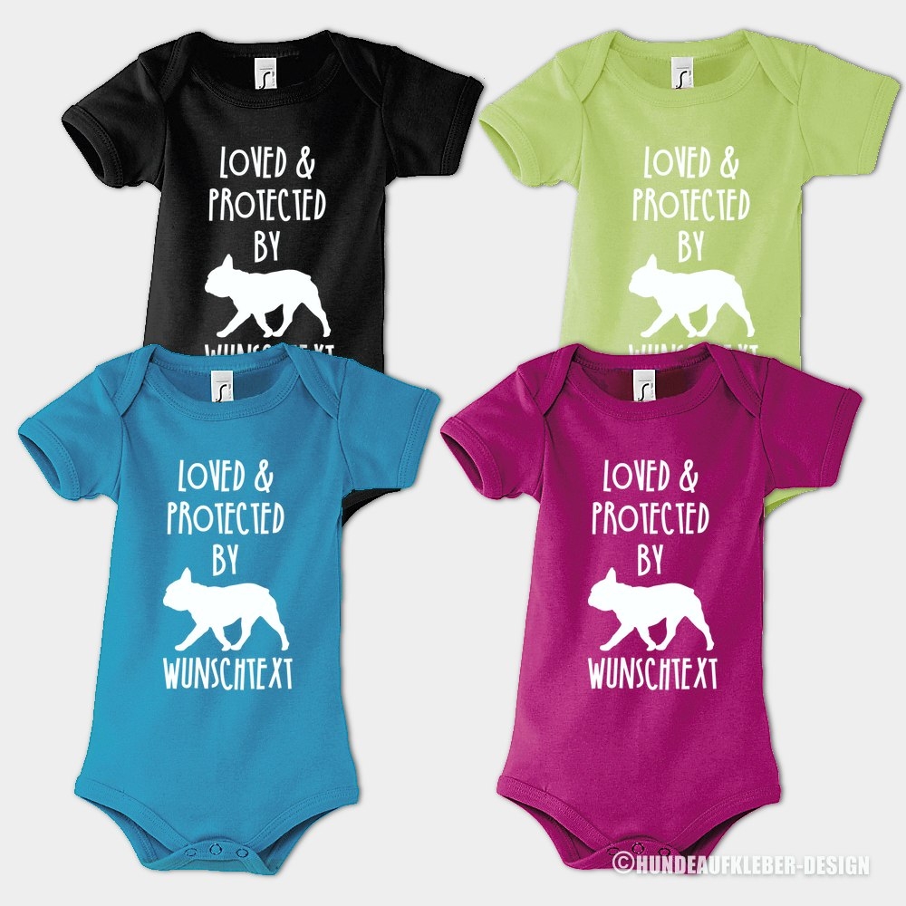 Baby Strampler French Bulldog Hundemotiv & Wunschtext