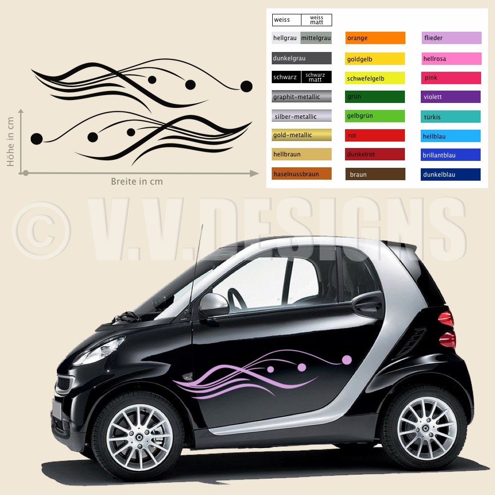 Seitenaufkleber Auto Blumen Floral
