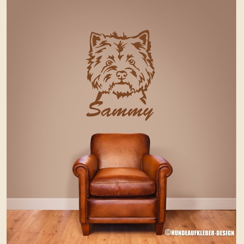 West Highland Terrier Wandaufkleber mit Hundename