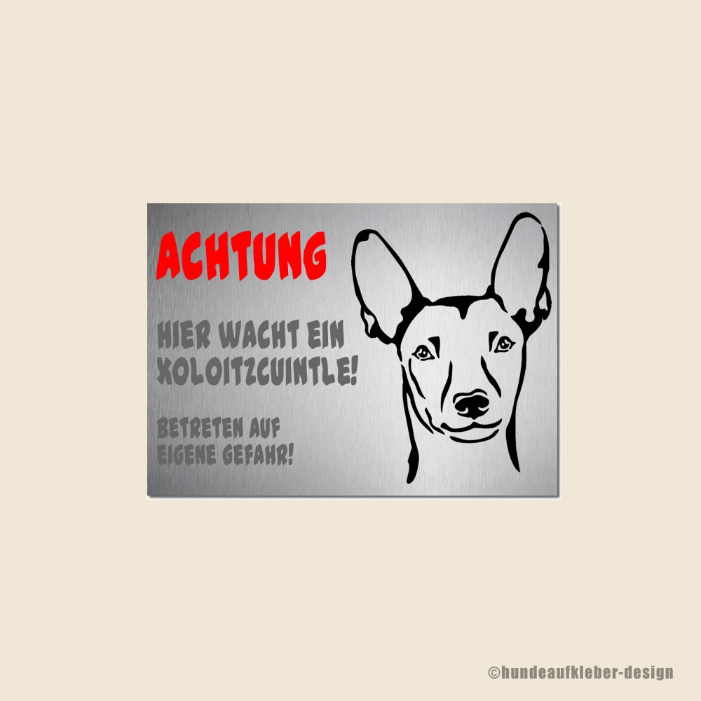 Mexikanischer Nackthund Warnschild