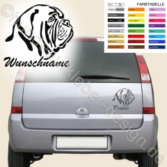 Bordeaux Dogge Kopf Autoaufkleber